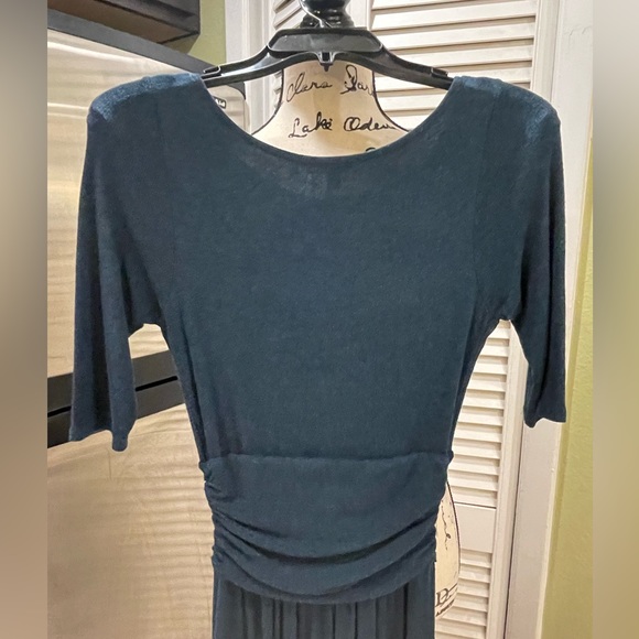 Bordeaux Anthropologie Short Sleeve Cinch Waist Lightweight Sweater Maxi S/P SP - Picture 7 of 16